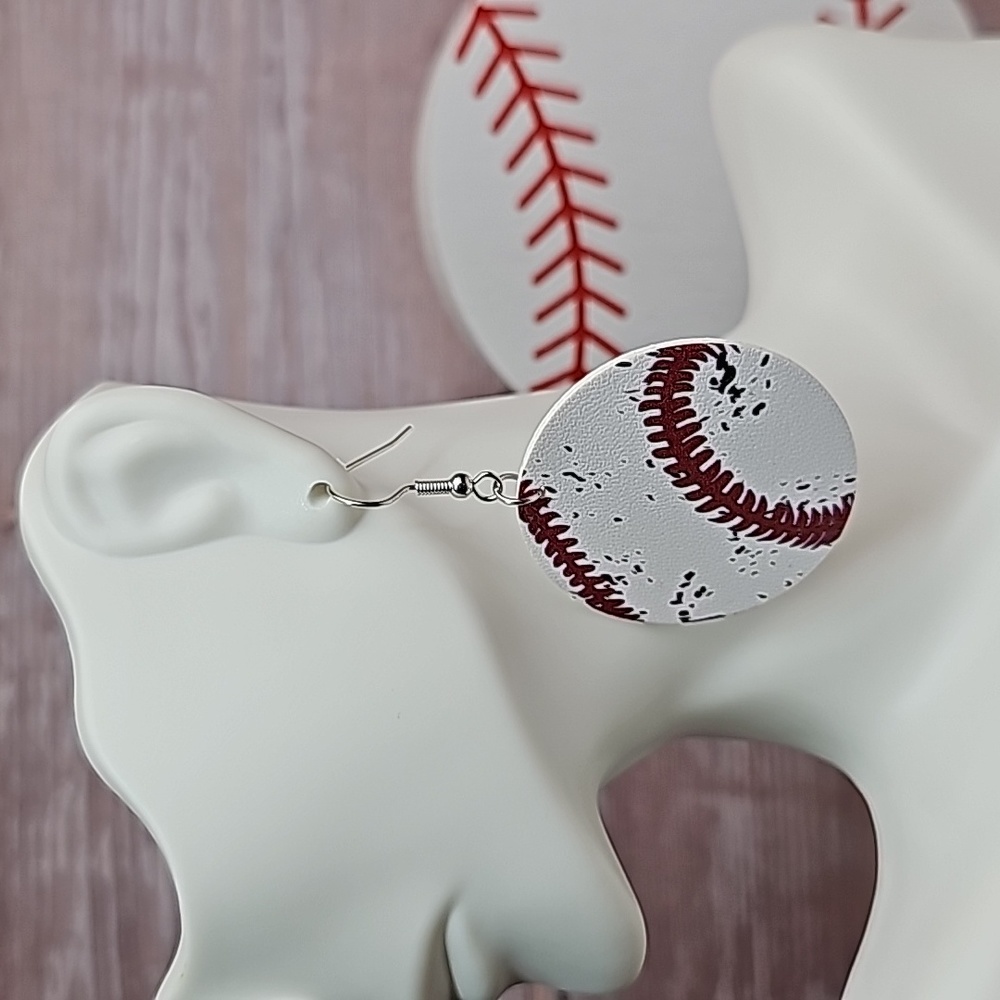 NIP VINYL BASEBALL WIRE PIERCED EARRINGS